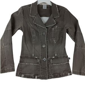 Vintage Z. Cavaricci Jean Jacket Womens Medium Rust Gray Destroyed Boho Street